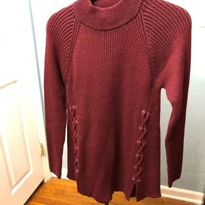 NWOT Ribbed Mock Neck sweater with strapped sides